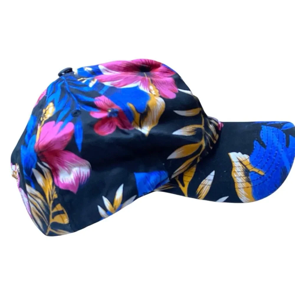 Vintage 90s San Sun Floral Hawaiian Tropical Snapback Hat Cap Hawaii Canvas